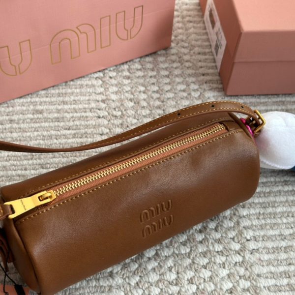 MIUMIU NAPPA LEATHER POUCH OAK 22CM 5NE851 AEFX F0316