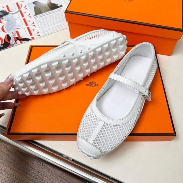 HERMES KICHU BALLET FLATS BLANC H251170Z 90380