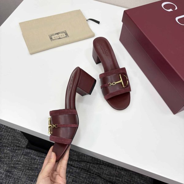 GUCCI WOMEN’S SLIDE SANDAL WITH HORSEBIT ROSSO ANCORA RED  834421 AAEXM 6207