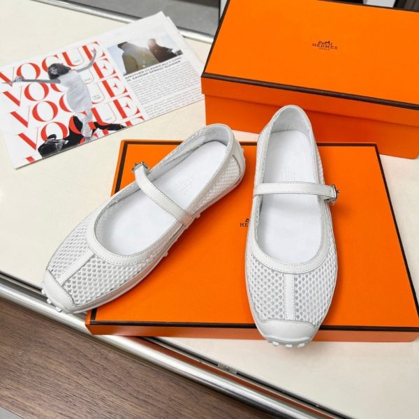 HERMES KICHU BALLET FLATS BLANC H251170Z 90380