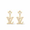 LOUIS VUITTON LADY LV EARRINGS GOLD TONE M01844