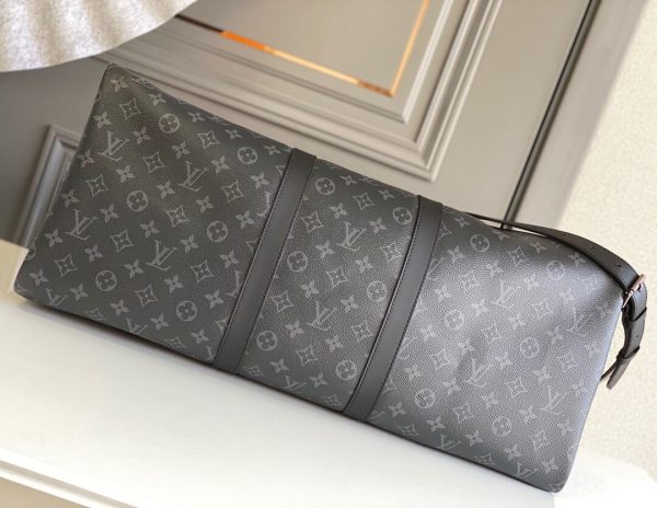 SUMMER SET: LOUIS VUITTON KEEPALL BANDOULIÈRE 50 MONOGRAM ECLIPSE & LONG WALLET MONOGRAM ECLIPSE TRUNK ZIPPY BLACK 19CM