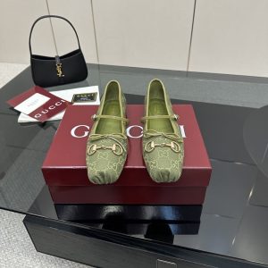 GUCCI WOMEN’S HORSEBIT BALLET FLAT GREEN ‎814321 FAD8F 3048