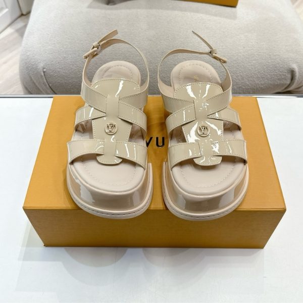 LOUIS VUITTON MAYA PLATFORM SANDAL BEIGE