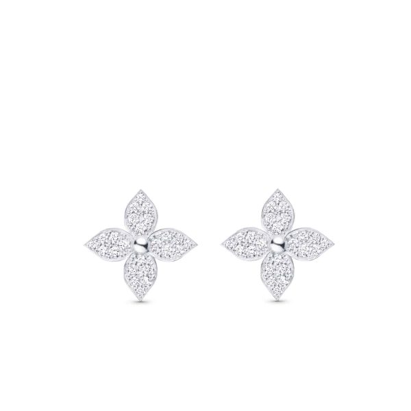 LOUIS VUITTON IDYLLE BLOSSOM STUD EARINGS WHITE GOLD Q96966