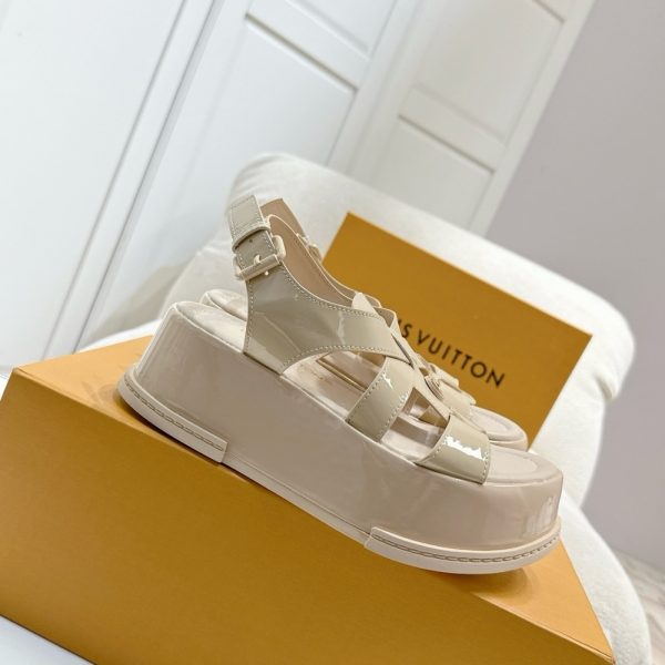 LOUIS VUITTON MAYA PLATFORM SANDAL BEIGE