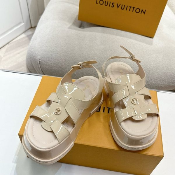 LOUIS VUITTON MAYA PLATFORM SANDAL BEIGE