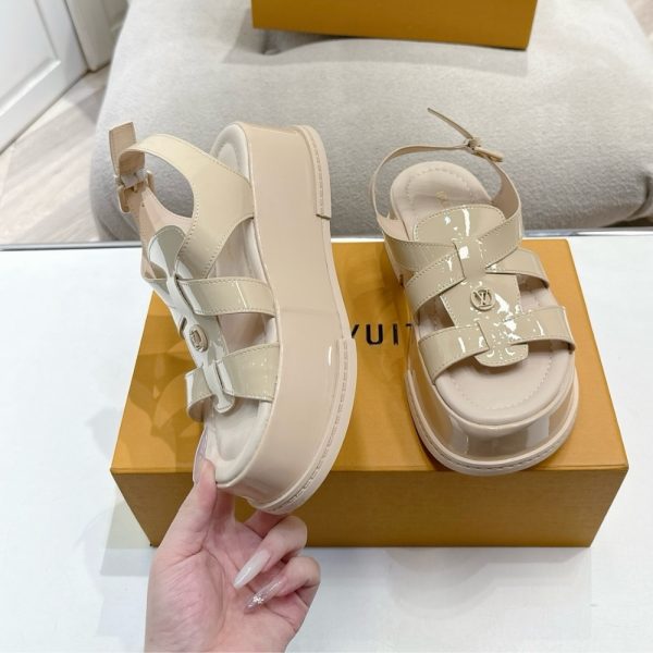 LOUIS VUITTON MAYA PLATFORM SANDAL BEIGE