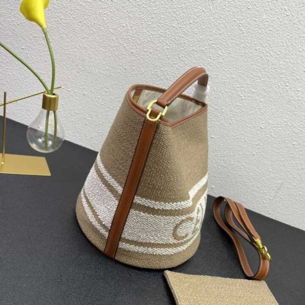 CELINE 16 BUCKET BAG IN TEXTILE WITH PRINT AND SMOOTH BEIGE TAN 25CM 1955720JB 02ET