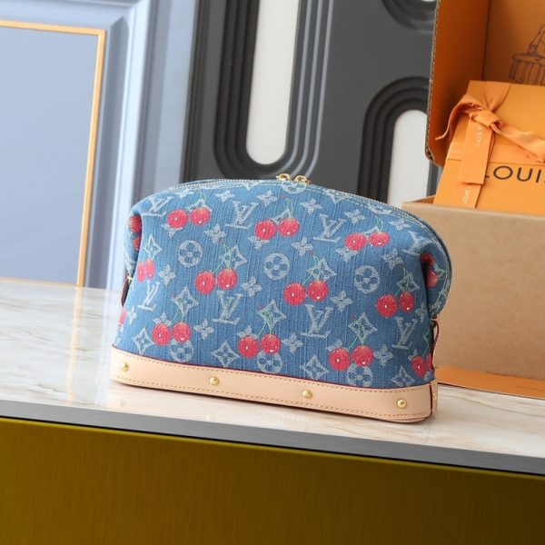 LOUIS VUITTON X TAKASHI MURAKAMI COSMETIC POUCH GM DENIM BLUE  27CM M13893