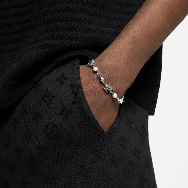 LOUIS VUITTON LV PEARLS BRACELET SILVER M1384A