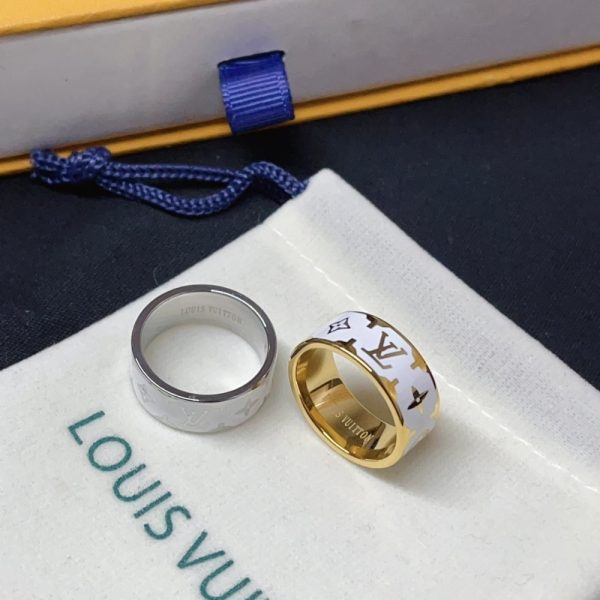 LOUIS VUITTON NANOGRAM ENAMEL RING WHITE M1565S