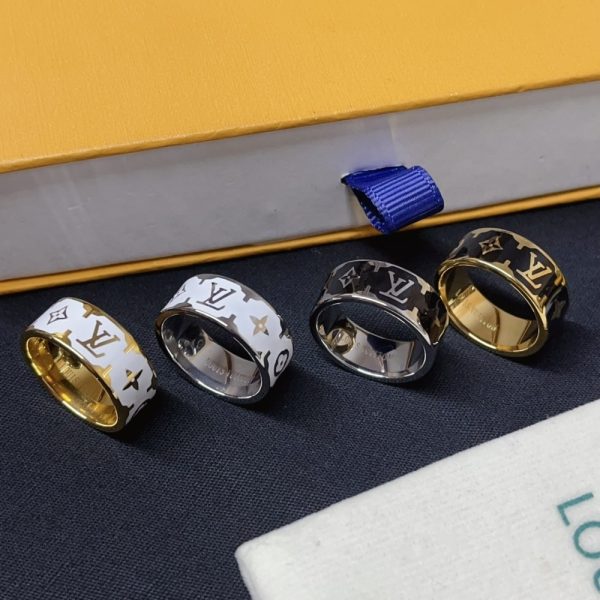 LOUIS VUITTON NANOGRAM ENAMEL RING WHITE M1565S