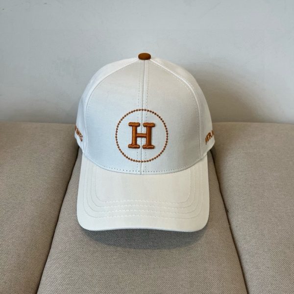 HERMES BASEBALL CAP WHITE H LOGO