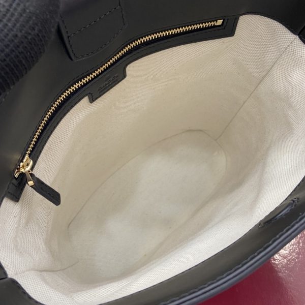 SUMMER SET: GUCCI 73 SMALL BUCKET BAG BLACK & THONG SANDAL WITH HORSEBIT BLACK
