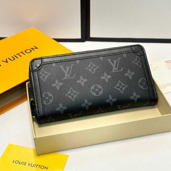SUMMER SET: LOUIS VUITTON KEEPALL BANDOULIÈRE 50 MONOGRAM ECLIPSE & LONG WALLET MONOGRAM ECLIPSE TRUNK ZIPPY BLACK 19CM
