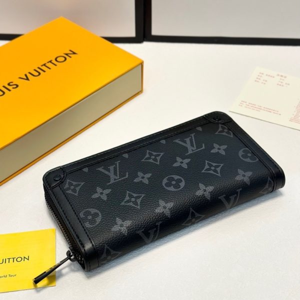 SUMMER SET: LOUIS VUITTON KEEPALL BANDOULIÈRE 50 MONOGRAM ECLIPSE & LONG WALLET MONOGRAM ECLIPSE TRUNK ZIPPY BLACK 19CM
