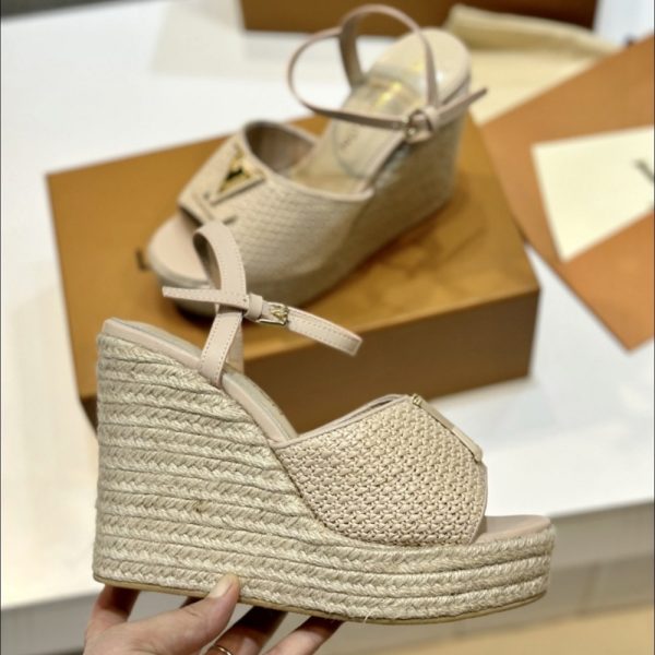 LOUIS VUITTON MARE WEDGE SANDALS NATURAL BEIGE 1AHLM0
