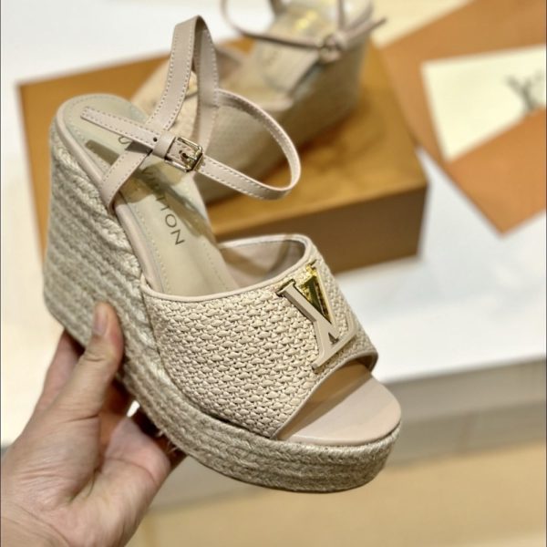 LOUIS VUITTON MARE WEDGE SANDALS NATURAL BEIGE 1AHLM0