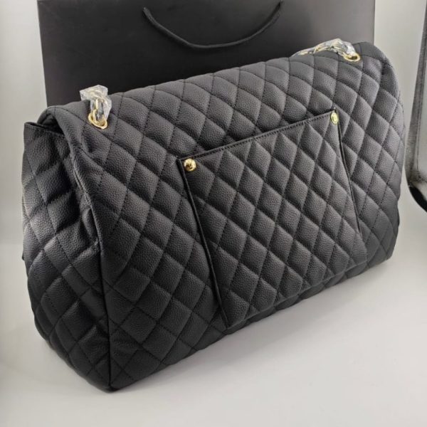 CHANEL XXL AIRLINE CLASSIC TRAVEL FLAP BAG CAVIAR LEATHER BLACK GOLD HARDWARE 46CM