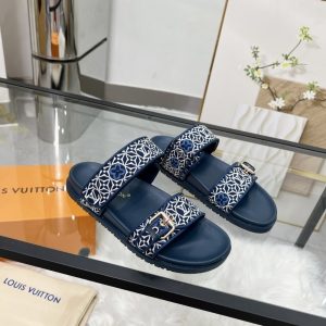 LOUIS VUITTON BOM DIA FLAT COMFORT MULE NAVY BLUE 1AHMC7