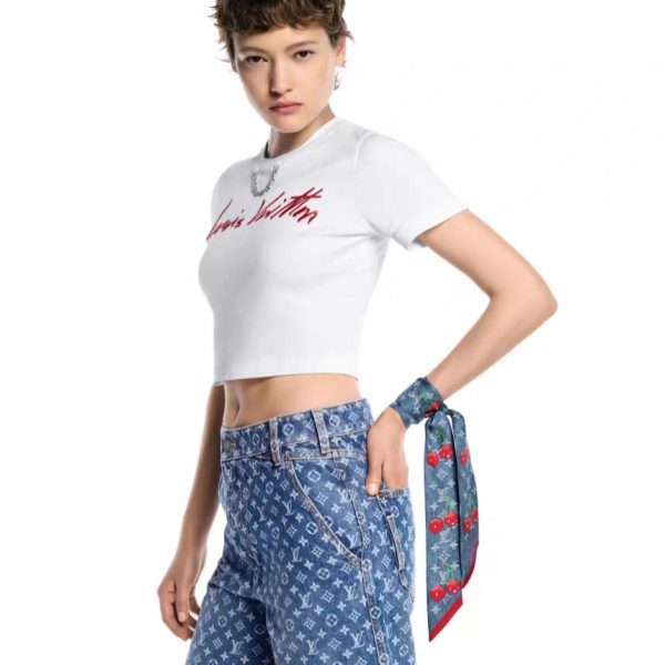 LOUIS VUITTON X TAKASHI MURAKAMI DENIM CERISE BANDEAU DENIM BLUE 120CM M96390