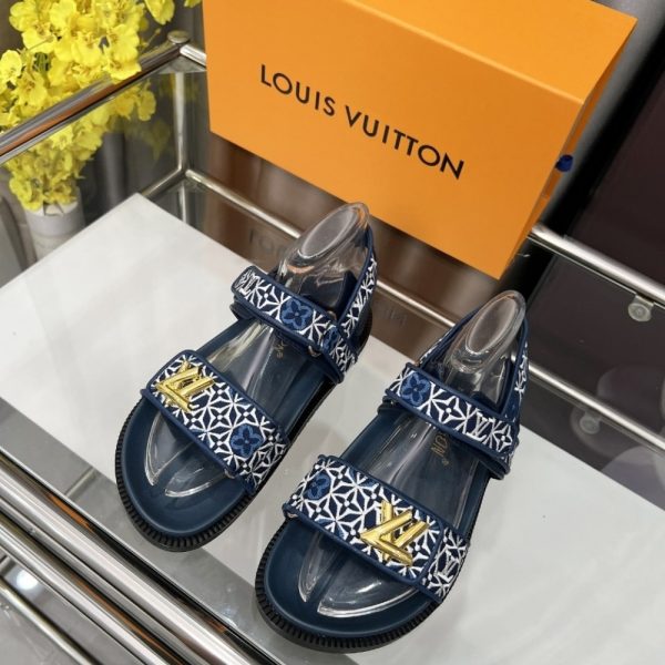 LOUIS VUITTON LV SUNSET FLAT COMFORT SANDAL NAVY BLUE 1AHNKD