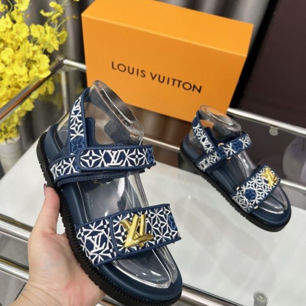 LOUIS VUITTON LV SUNSET FLAT COMFORT SANDAL NAVY BLUE 1AHNKD