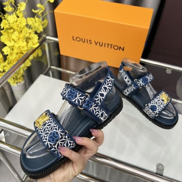 LOUIS VUITTON LV SUNSET FLAT COMFORT SANDAL NAVY BLUE 1AHNKD