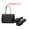 SUMMER SET: CHANEL BOLSA GRAND TOTE BLACK 33CM & SLIDE CC LOGO BLACK