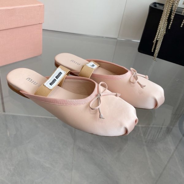 MIUMIU SATIN BALLERINA MULES ORCHID PINK 5F451E QU6 F0615 F 005
