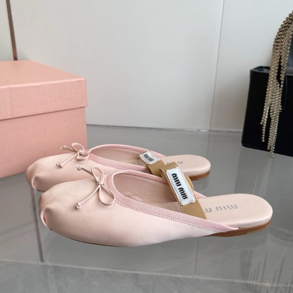 MIUMIU SATIN BALLERINA MULES ORCHID PINK 5F451E QU6 F0615 F 005