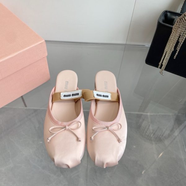 MIUMIU SATIN BALLERINA MULES ORCHID PINK 5F451E QU6 F0615 F 005