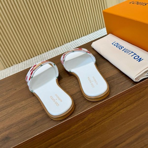 LOUIS VUITTON X TAKASHI MURAKAMI LILY FLAT MULE WHITE 1AHM43