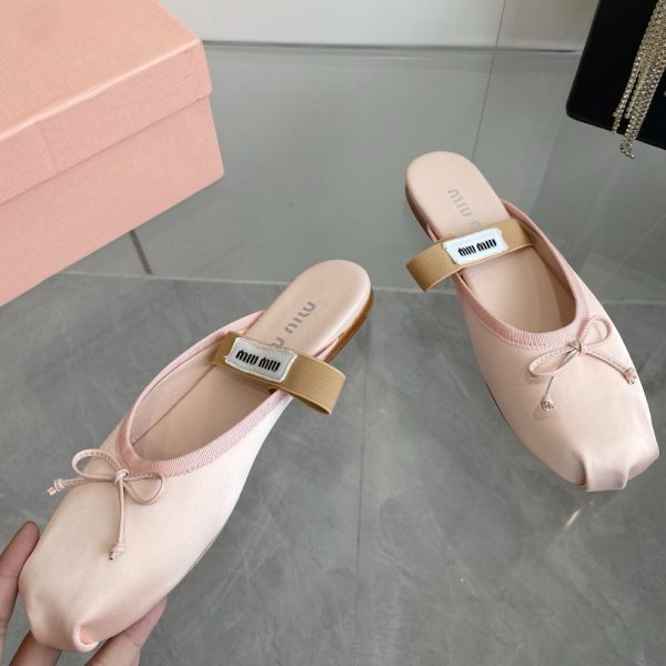 MIUMIU SATIN BALLERINA MULES ORCHID PINK 5F451E QU6 F0615 F 005