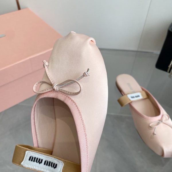MIUMIU SATIN BALLERINA MULES ORCHID PINK 5F451E QU6 F0615 F 005