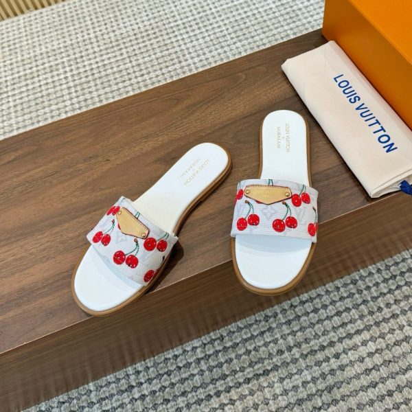 LOUIS VUITTON X TAKASHI MURAKAMI LILY FLAT MULE WHITE 1AHM43
