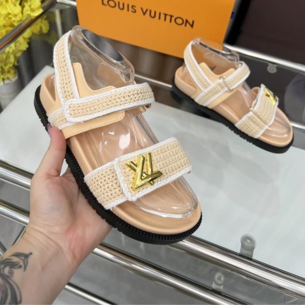 LOUIS VUITTON LV SUNSET COMFORT SANDAL BEIGE AND WHITE 1AHKJ3