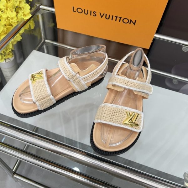 LOUIS VUITTON LV SUNSET COMFORT SANDAL BEIGE AND WHITE 1AHKJ3