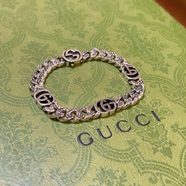 GUCCI INTERLOCKING BRACELET SILVER 675758 I4601 0926