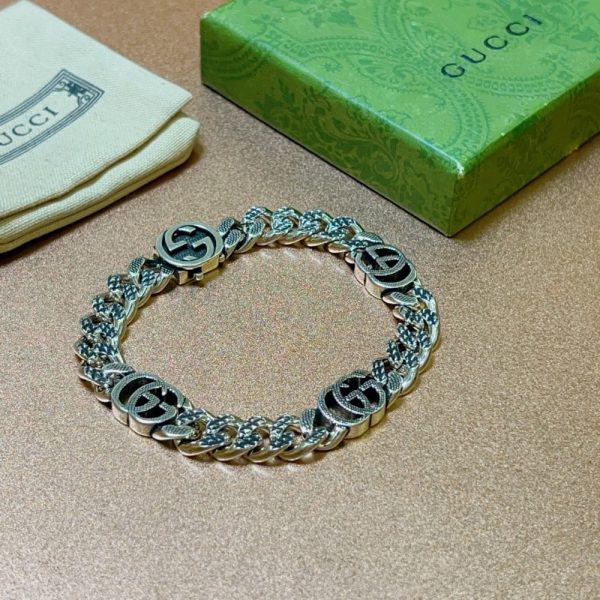 GUCCI INTERLOCKING BRACELET SILVER 675758 I4601 0926
