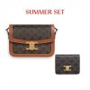 SUMMER SET: CELINE CLASSIQUE TRIOMPHE BAG IN TAN & SMALL TRIOMPHE CANVAS TAN WALLET