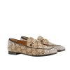 GUCCI WOMEN’S JORDAAN LOAFER BEIGE AND DARK BROWN 813000 FAD4D 2550