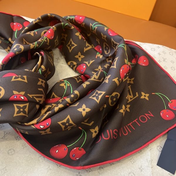 LOUIS VUITTON X TAKASHI MURAKAMI MONOGRAM CERISE SQUARE 90 BROWN 90CM M96094