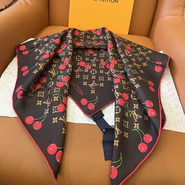LOUIS VUITTON X TAKASHI MURAKAMI MONOGRAM CERISE SQUARE 90 BROWN 90CM M96094