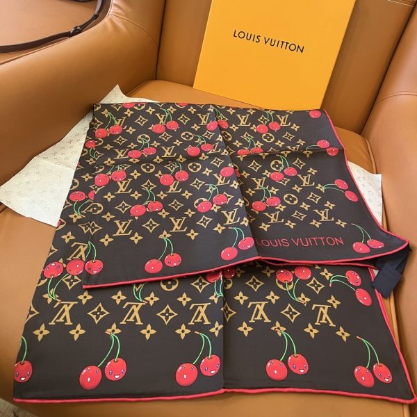 LOUIS VUITTON X TAKASHI MURAKAMI MONOGRAM CERISE SQUARE 90 BROWN 90CM M96094