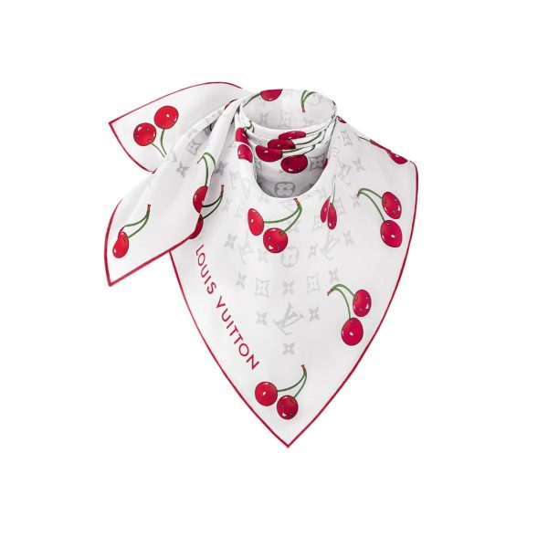 LOUIS VUITTON X TAKASHI MURAKAMI MONOGRAM CERISE SQUARE 90 WHITE 90CM M94966