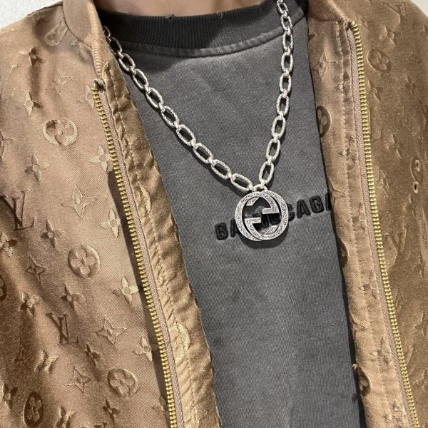 GUCCI ARABESQUE INTERLOCKING G CHAIN NECKLACE STERLING SILVER