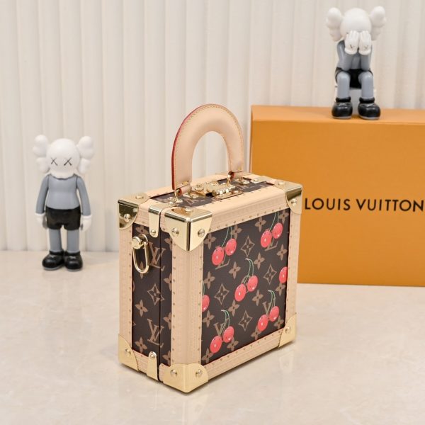 LOUIS VUITTON X TAKASHI MURAKAMI MINI SQUARE TRUNK CHERRY MONOGRAM BROWN 17CM M14040