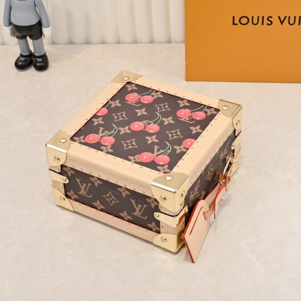 LOUIS VUITTON X TAKASHI MURAKAMI MINI SQUARE TRUNK CHERRY MONOGRAM BROWN 17CM M14040